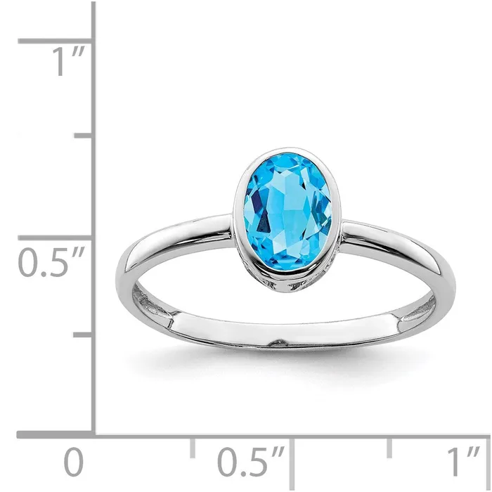 Rings Sterling Silver Rhodiumplated Polished Blue Topaz Oval Ring Goldia