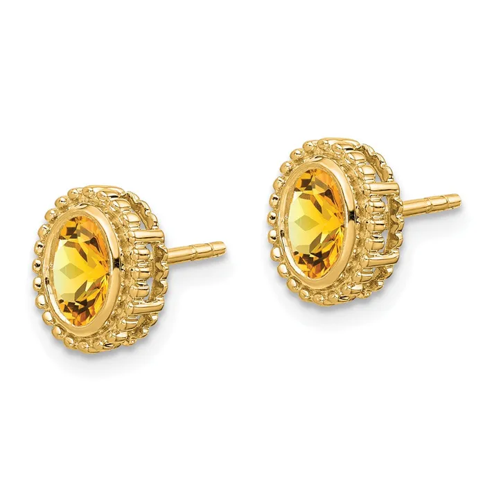Solid 14k Yellow Gold Oval Simulated Citrine Post Earrings Goldia Earrings Solid 14k Yellow Gold Oval Simulated Citrine Post Earrings Goldia Earrings