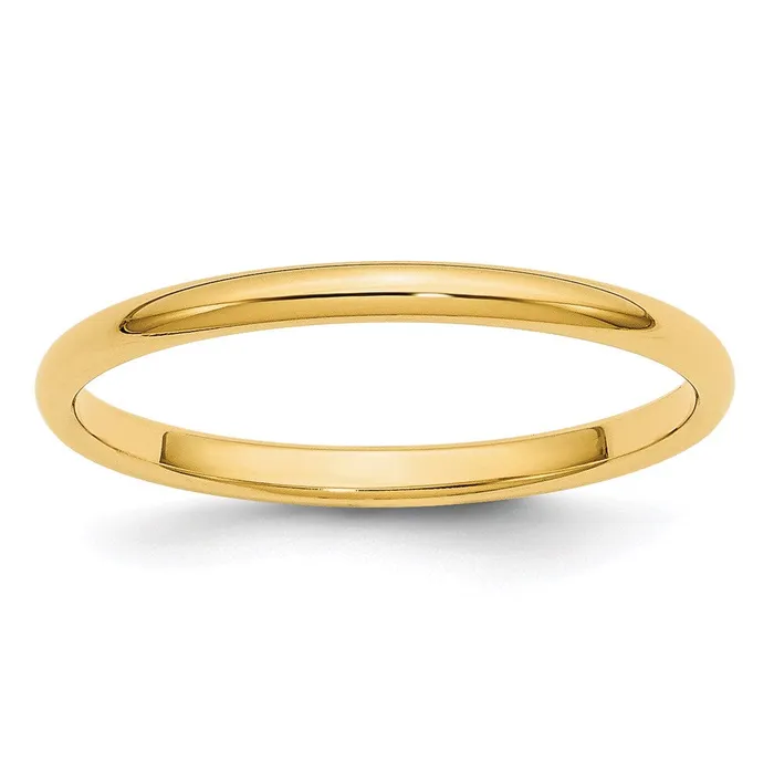 Solid 18K Yellow Gold 2mm Half Round MensWomens Wedding Band Ring Size 12 Goldia Rings