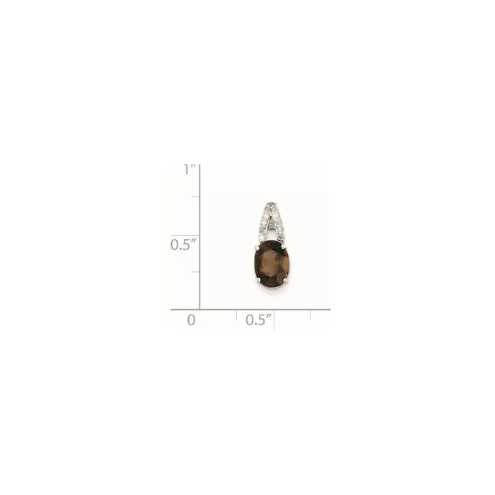 Sterling Silver Diamond u0026 Smoky Quartz Oval Pendant Goldia Necklaces