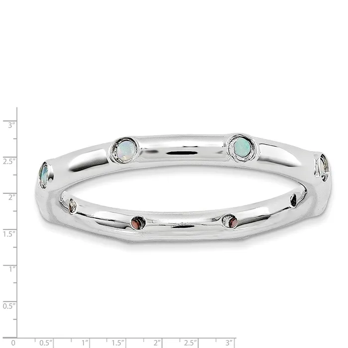 Sterling Silver Stackable Expressions Created Opal Ring Goldia Rings