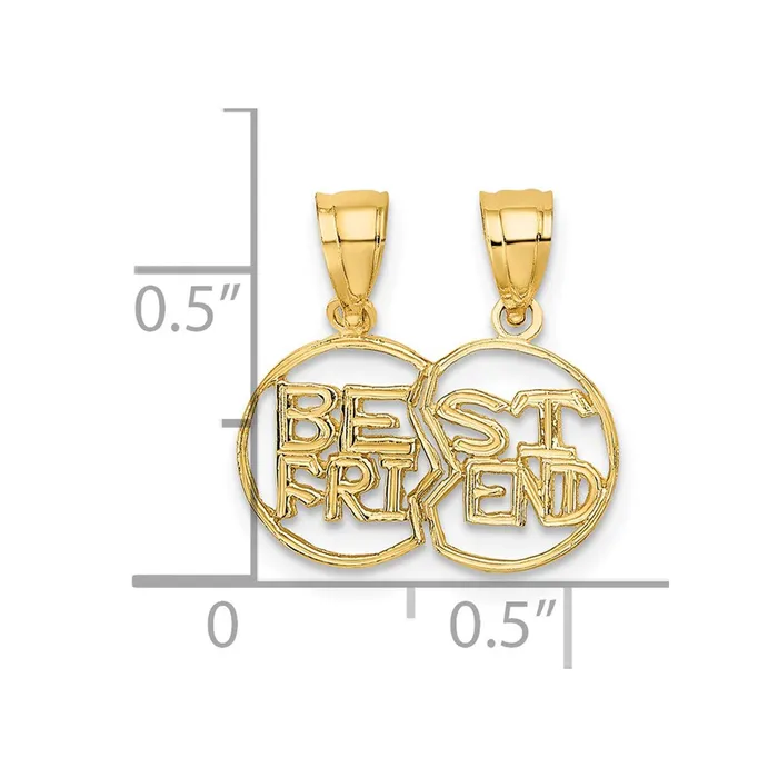 14K Break apart Cutout BEST FRIEND Charm TreasureFineJewelers Charm Necklaces