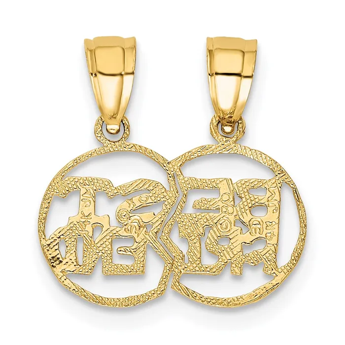 14K Break apart Cutout BEST FRIEND Charm TreasureFineJewelers Charm Necklaces