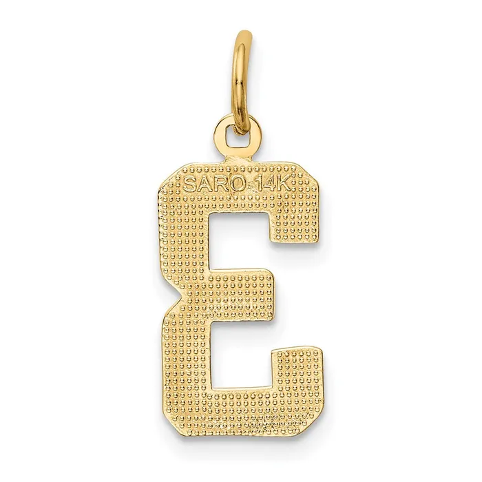 14k Medium Polished Number 3 Charm TreasureFineJewelers Charm Necklaces