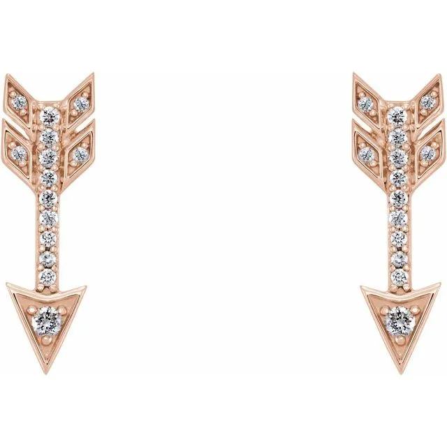 14K Rose 16 CTW Diamond Arrow Earrings TreasureFineJewelers Earrings