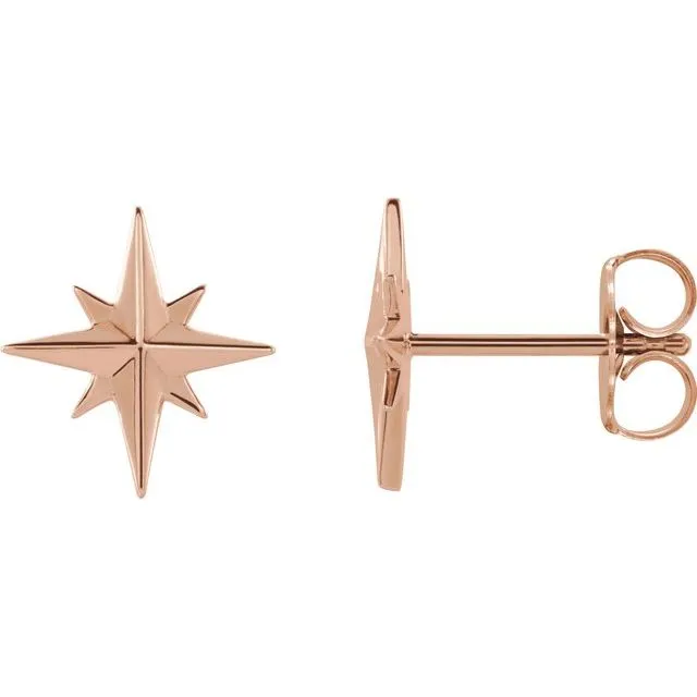 14K Rose Gold Star Earrings TreasureFineJewelers Earrings