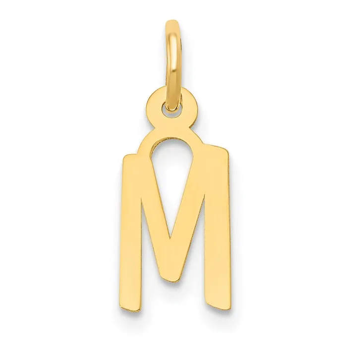 14k Yellow Gold Small Slanted Block Letter M Initial Charm TreasureFineJewelers Charm Necklaces