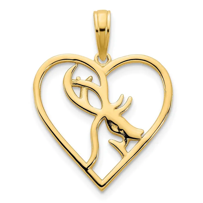 14ky Deer in a Heart Pendant TreasureFineJewelers Necklaces