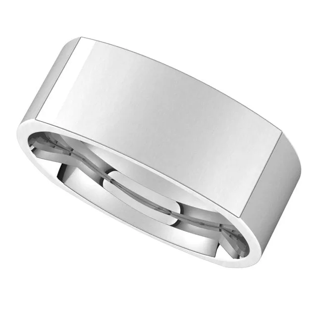 18K White Gold 7 mm Square Comfort Fit Wedding Band TreasureFineJewelers Rings