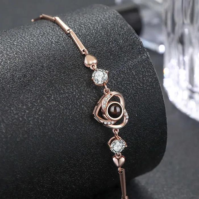 925 Sterling Silver Personalized Heart Felicity Bracelet with Picture Inside Trendolla Jewelry Bracelets