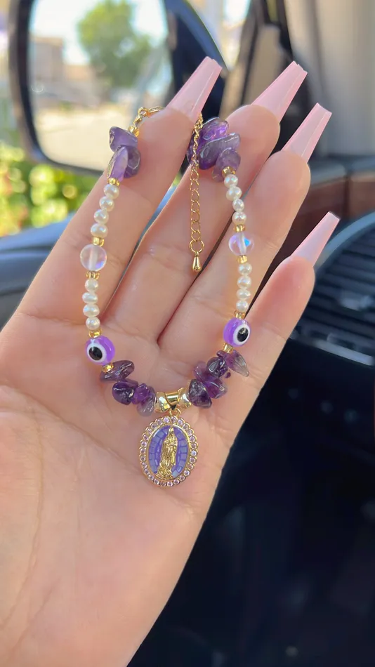 Bracelets MP Jewelry Amethyst Protection Virgin Mary Bracelet