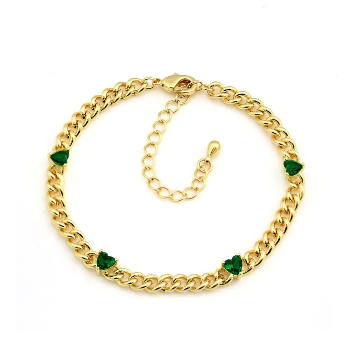 Bracelets Perfect Piercing Four stone heart curb bracelet Bracelets Perfect Piercing Four stone heart curb bracelet