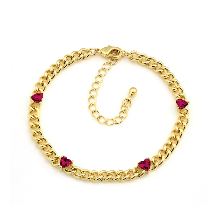 Bracelets Perfect Piercing Four stone heart curb bracelet Bracelets Perfect Piercing Four stone heart curb bracelet