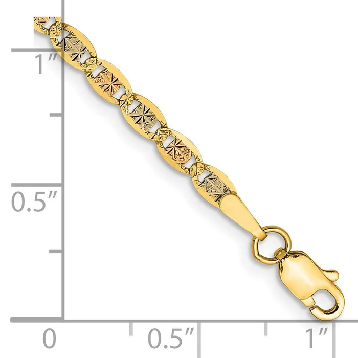 Bracelets TreasureFineJewelers 14K 8 inch 275mm Tricolor Pav Valentino with Lobster Clasp Bracelet