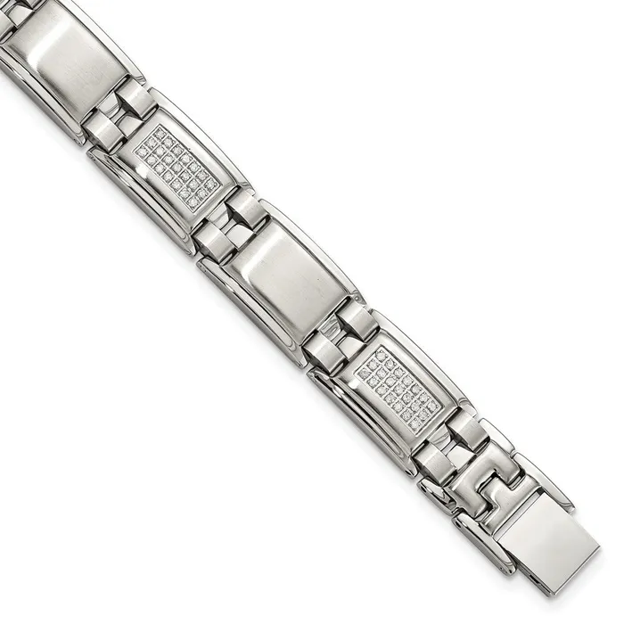 Bracelets TreasureFineJewelers Chisel Stainless Steel Polished and Matte with 34 carat Diamond 875 inch Bracelet Bracelets TreasureFineJewelers Chisel Stainless Steel Polished and Matte with 34 carat Diamond 875 inch Bracelet