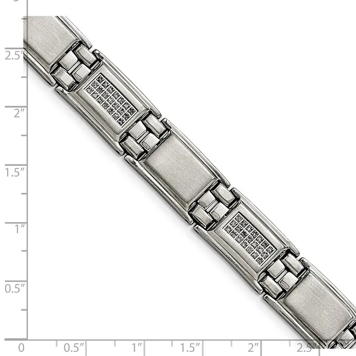 Bracelets TreasureFineJewelers Chisel Stainless Steel Polished and Matte with 34 carat Diamond 875 inch Bracelet
