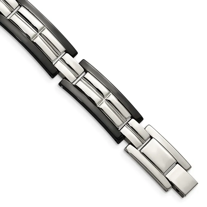 Bracelets TreasureFineJewelers Chisel Stainless Steel Polished Black IPplated 85 inch Link Bracelet Bracelets TreasureFineJewelers Chisel Stainless Steel Polished Black IPplated 85 inch Link Bracelet