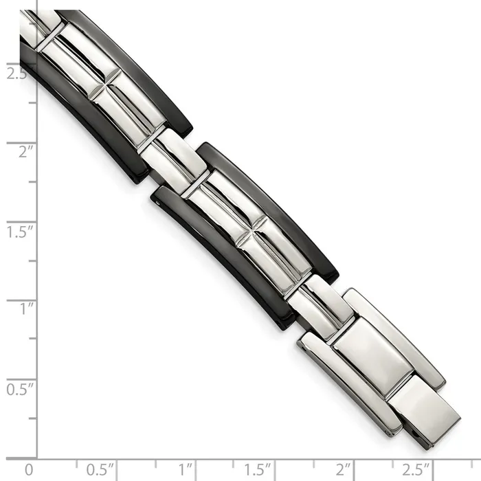 Bracelets TreasureFineJewelers Chisel Stainless Steel Polished Black IPplated 85 inch Link Bracelet