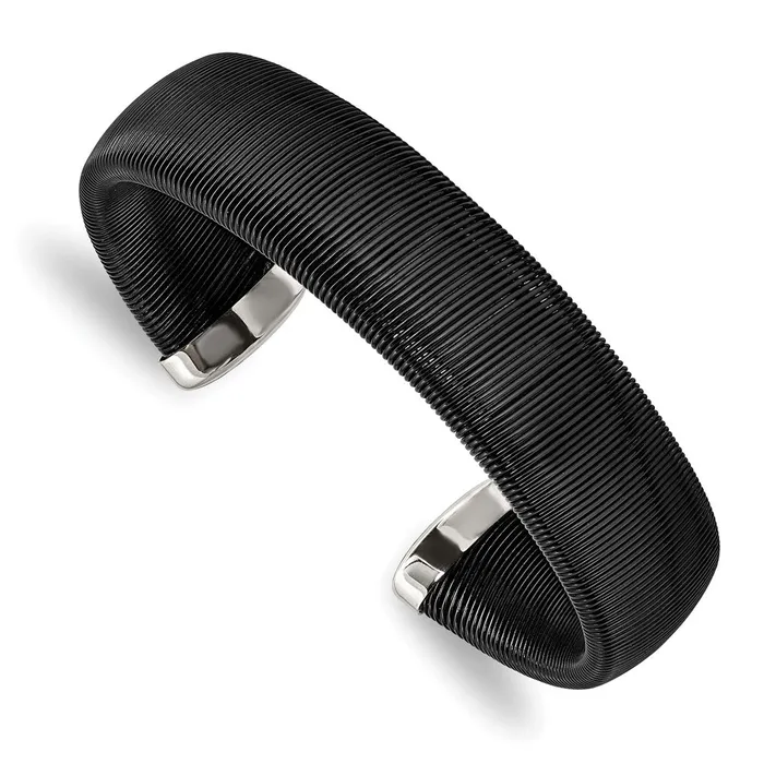 Bracelets TreasureFineJewelers Chisel Stainless Steel Polished Black IPplated Wire 18mm Cuff Bangle Bracelets TreasureFineJewelers Chisel Stainless Steel Polished Black IPplated Wire 18mm Cuff Bangle