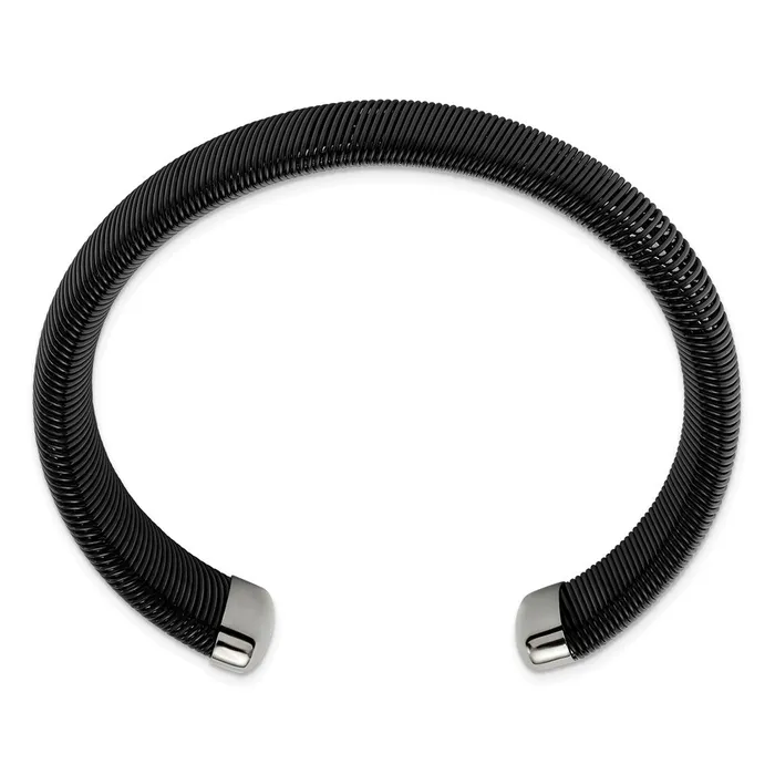Bracelets TreasureFineJewelers Chisel Stainless Steel Polished Black IPplated Wire 18mm Cuff Bangle