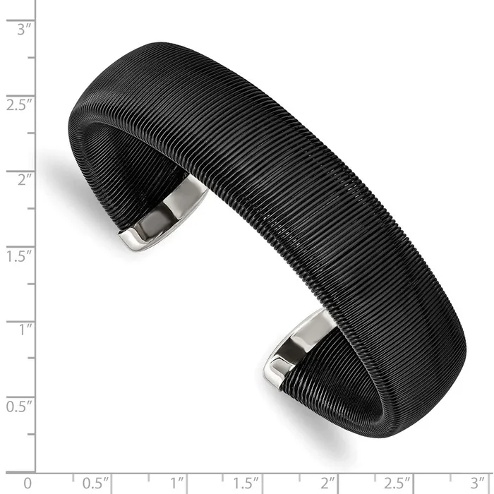 Bracelets TreasureFineJewelers Chisel Stainless Steel Polished Black IPplated Wire 18mm Cuff Bangle