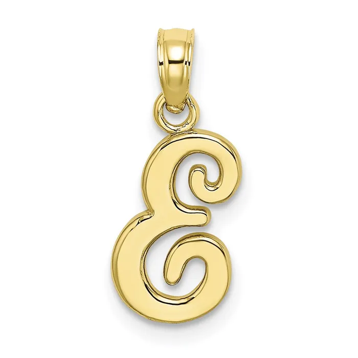 Charm Necklaces TreasureFineJewelers 10k Yellow Gold Polished E Script Initial Charm Charm Necklaces TreasureFineJewelers 10k Yellow Gold Polished E Script Initial Charm