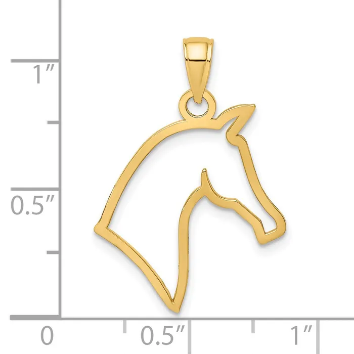 Charm Necklaces TreasureFineJewelers 14K CutOut Horse Head Profile Charm