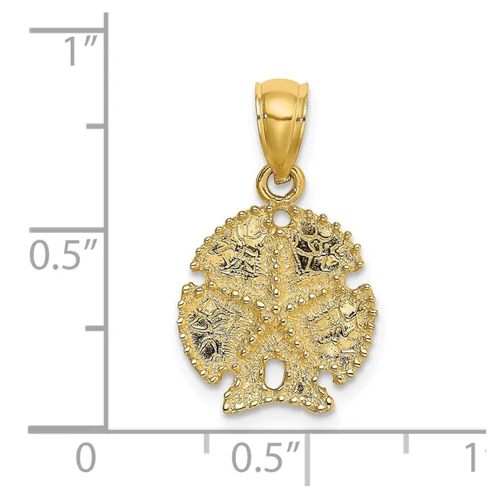 Charm Necklaces TreasureFineJewelers 14K Starfish on Sand Dollar Charm