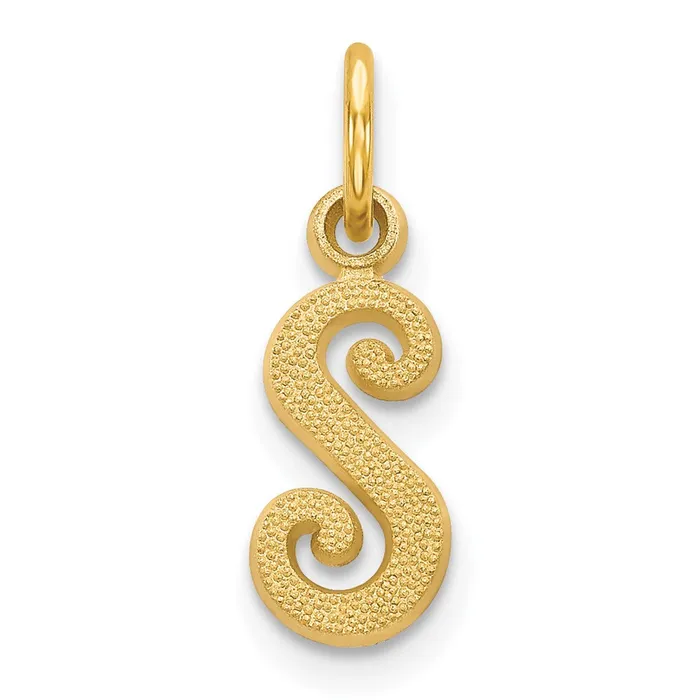 Charm Necklaces TreasureFineJewelers 14k Yellow Gold Script Letter S Initial Charm