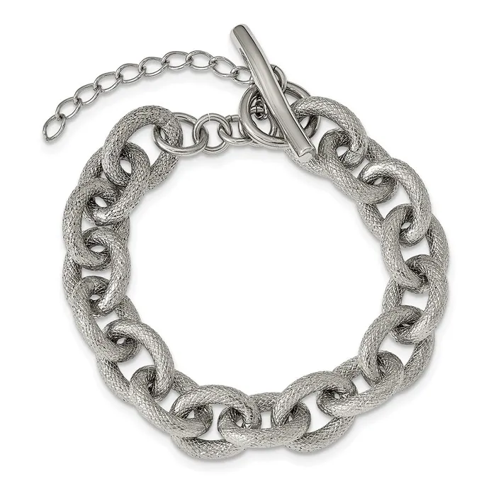 Chisel Stainless Steel Polished and Textured 7 inch Bracelet TreasureFineJewelers Bracelets