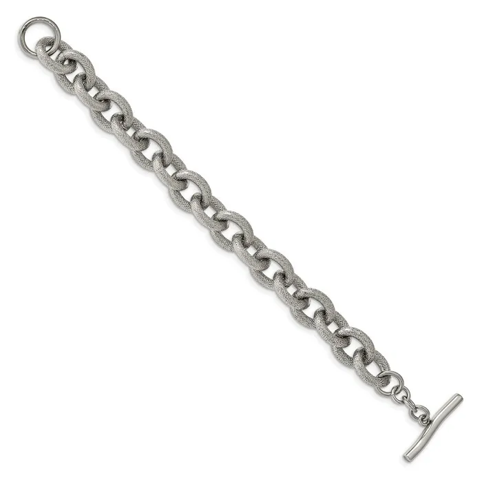 Chisel Stainless Steel Polished and Textured 7 inch Bracelet TreasureFineJewelers Bracelets