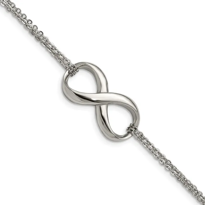 Chisel Stainless Steel Polished Infinity Symbol 75 inch MultiStrand Bracelet TreasureFineJewelers Bracelets Chisel Stainless Steel Polished Infinity Symbol 75 inch MultiStrand Bracelet TreasureFineJewelers Bracelets