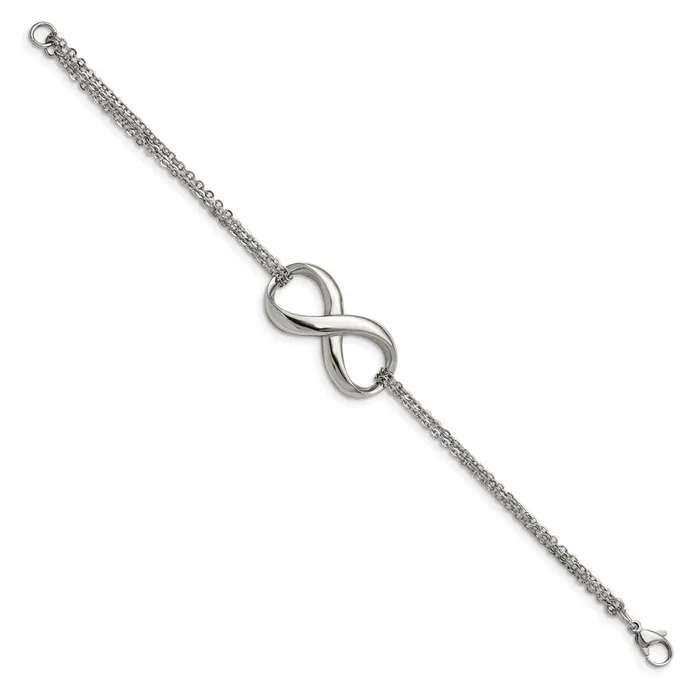 Chisel Stainless Steel Polished Infinity Symbol 75 inch MultiStrand Bracelet TreasureFineJewelers Bracelets
