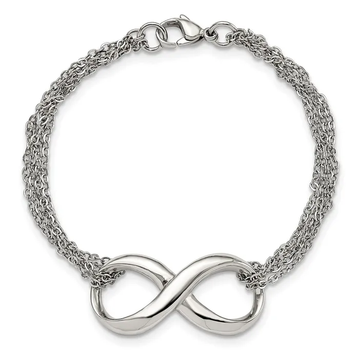 Chisel Stainless Steel Polished Infinity Symbol 75 inch MultiStrand Bracelet TreasureFineJewelers Bracelets