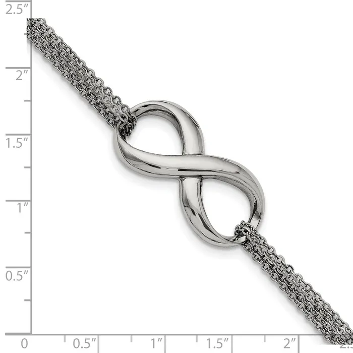 Chisel Stainless Steel Polished Infinity Symbol 75 inch MultiStrand Bracelet TreasureFineJewelers Bracelets