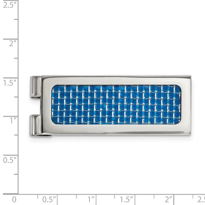 Chisel Stainless Steel Polished with Blue Carbon Fiber Inlay Money Clip TreasureFineJewelers Bracelets