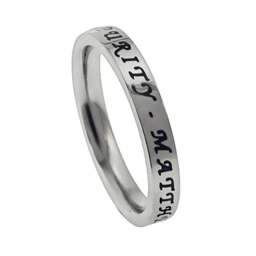 Christian Purity Ring January Birthstone Garnet CZ with Bible Verse Stainless Steel North Arrow Shop Rings
