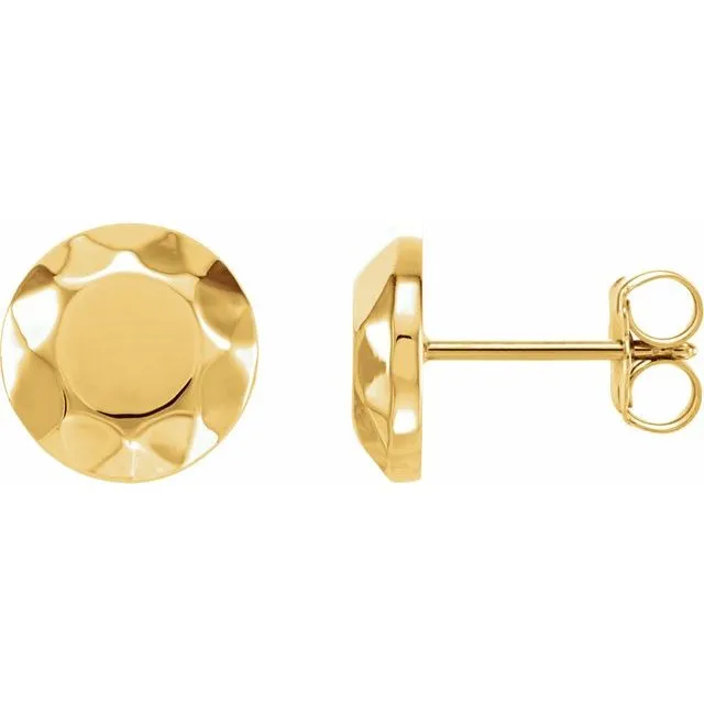 Earrings 14K Yellow Faceted Design Circle Earrings TreasureFineJewelers