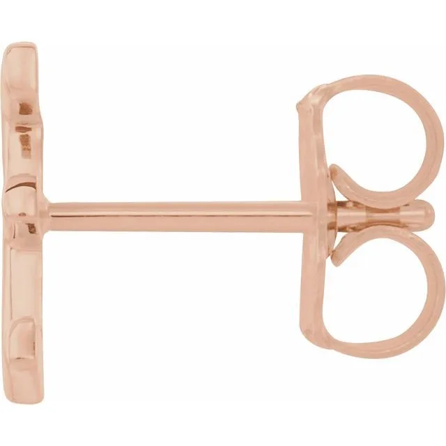 Earrings TreasureFineJewelers 14K Rose Gold Single Initial E Earring