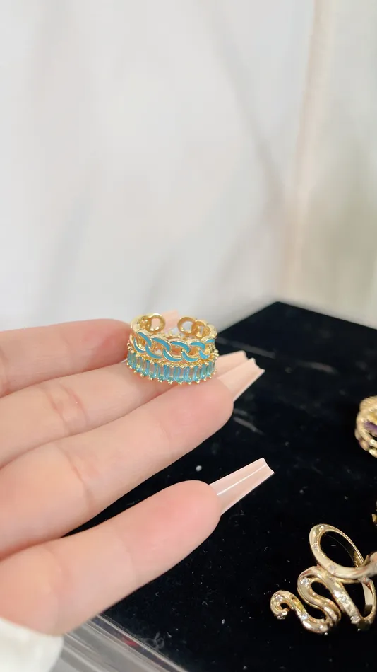 MP Jewelry Blue Chain Ring Set Rings