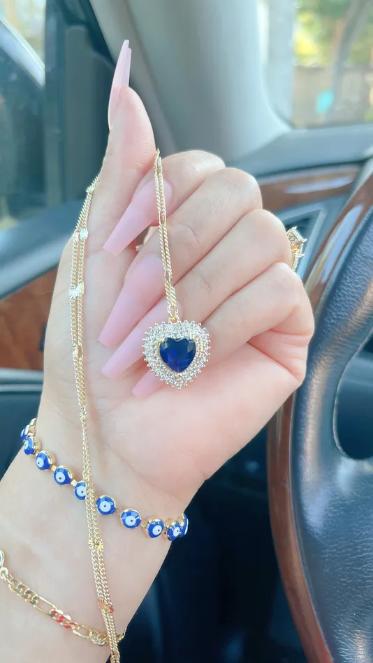 MP Jewelry Necklaces Blue Diamond Heart Necklace