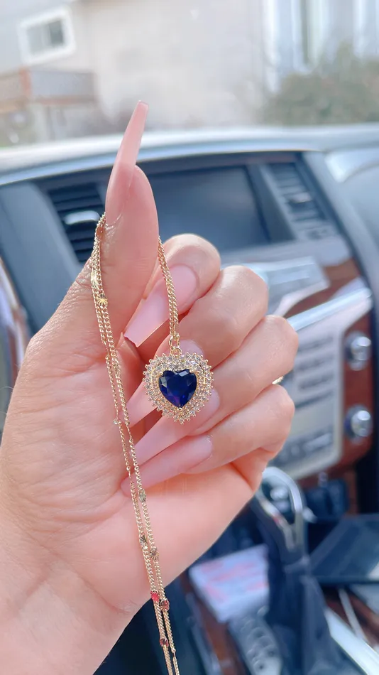 MP Jewelry Necklaces Blue Diamond Heart Necklace