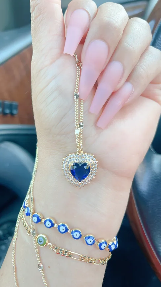 MP Jewelry Necklaces Blue Diamond Heart Necklace