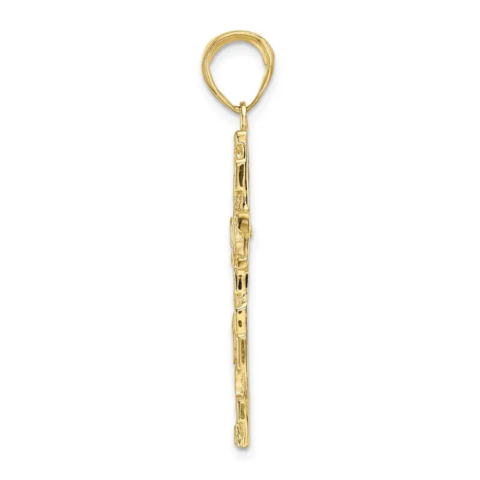 Necklaces 10K Gold Polished Textured Nugget Style Cross Pendant TreasureFineJewelers