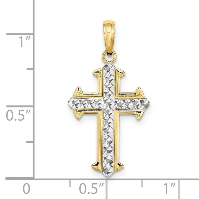 Necklaces TreasureFineJewelers 10K w Rhodium DC Cross Pendant