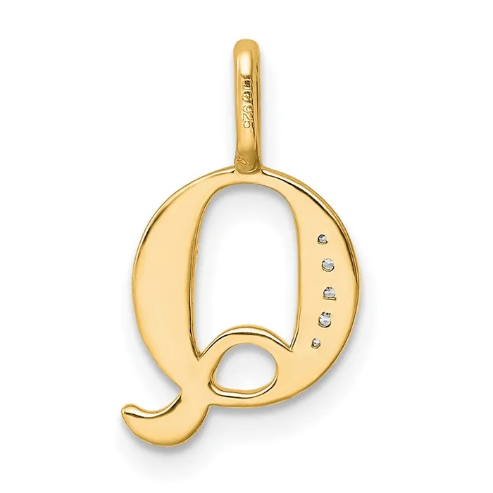 Necklaces TreasureFineJewelers 10k Yellow Gold Diamond Letter Q Initial Pendant