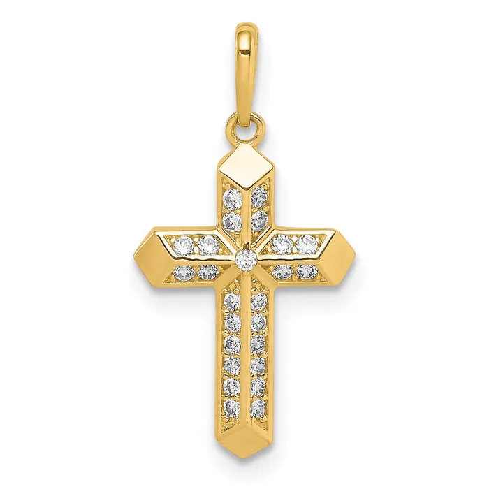 Necklaces TreasureFineJewelers 14k Yellow Gold Cross CZ Pendant