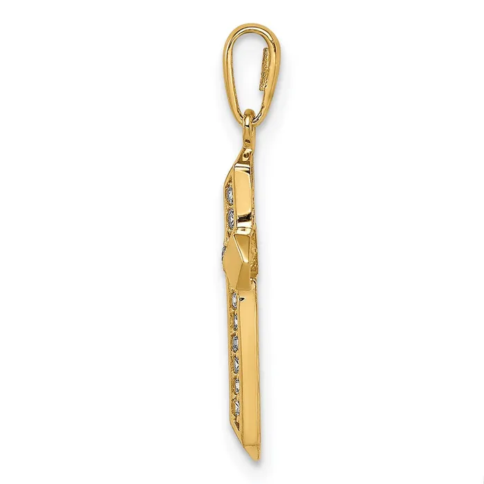 Necklaces TreasureFineJewelers 14k Yellow Gold Cross CZ Pendant