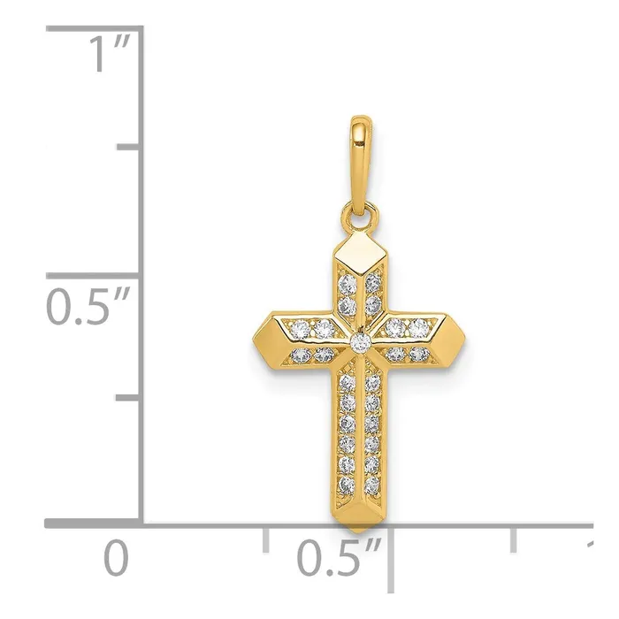 Necklaces TreasureFineJewelers 14k Yellow Gold Cross CZ Pendant