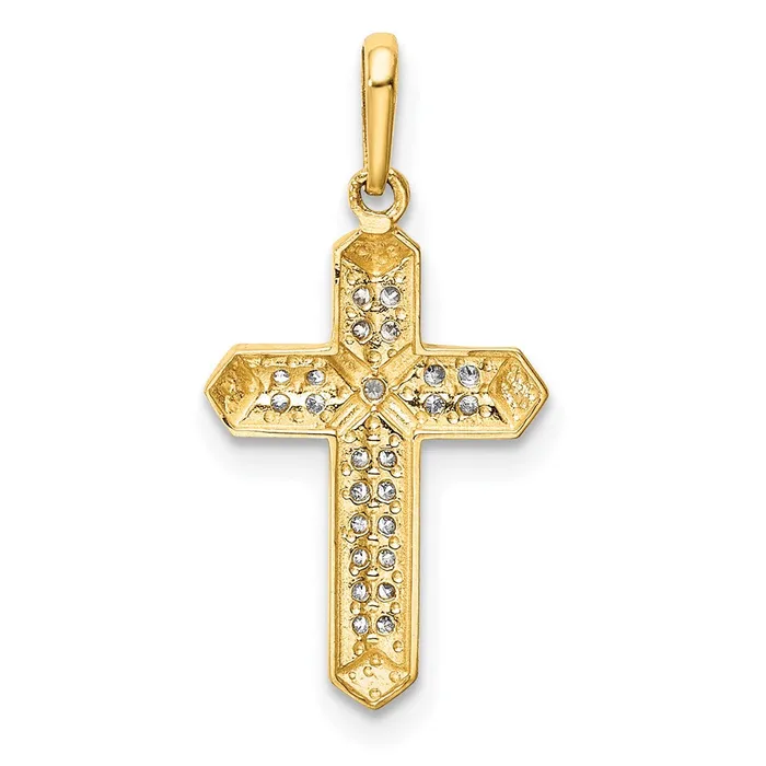 Necklaces TreasureFineJewelers 14k Yellow Gold Cross CZ Pendant